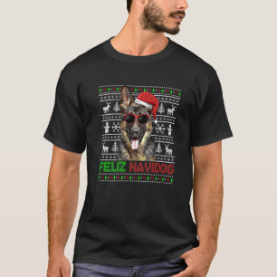 German Shepherd Dog Feliz Navidog Funny Christmas T-Shirt