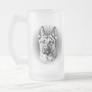 German Shepherd dog Frosted Glass Beer Mug