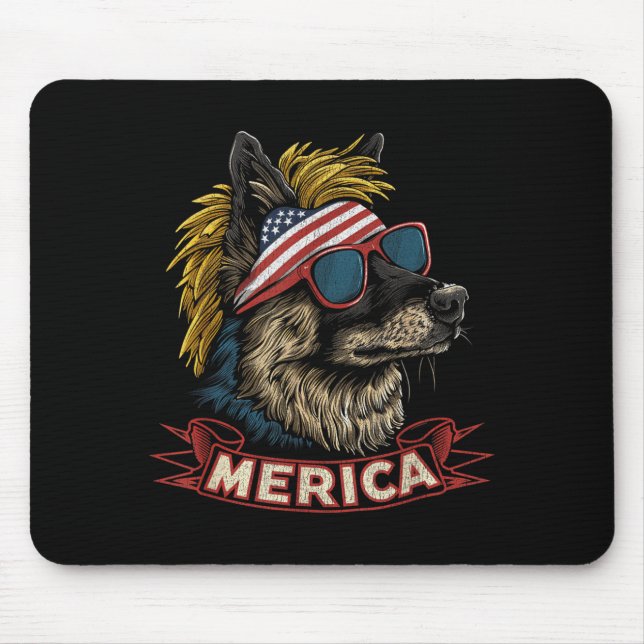 German Shepherd Dog - Funny 4th of July American Mouse Mat (Front)