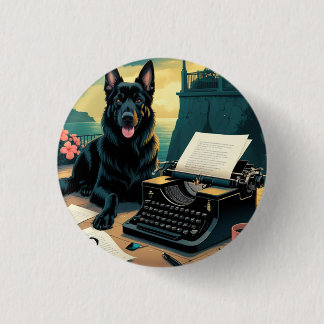 German Shepherd Dog gentleman vintage 3 Cm Round Badge
