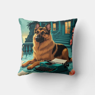 German Shepherd Dog gentleman vintage  Cushion