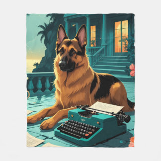 German Shepherd Dog gentleman vintage Fleece Blanket