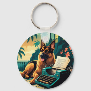 German Shepherd Dog gentleman vintage Key Ring