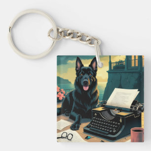 German Shepherd Dog gentleman vintage Key Ring