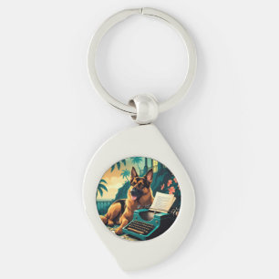 German Shepherd Dog gentleman vintage Key Ring