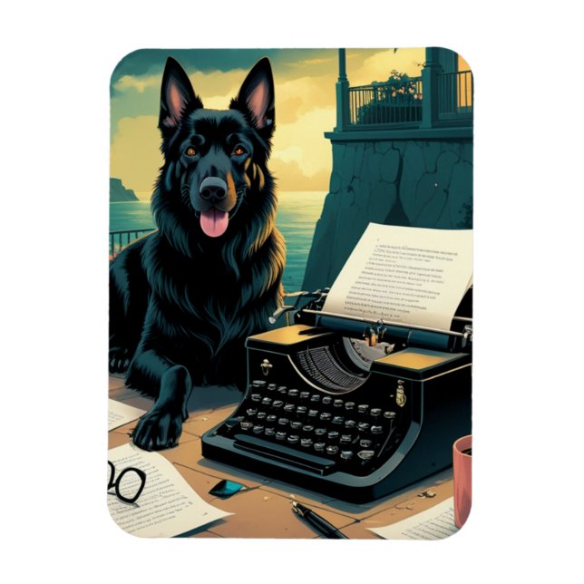 German Shepherd Dog gentleman vintage Magnet (Vertical)