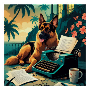 German Shepherd Dog gentleman vintage Poster