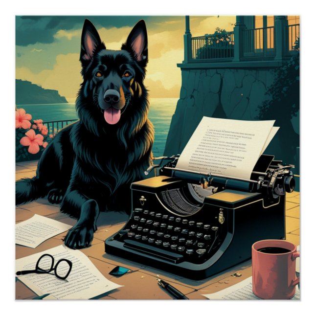 German Shepherd Dog gentleman vintage Poster (Front)