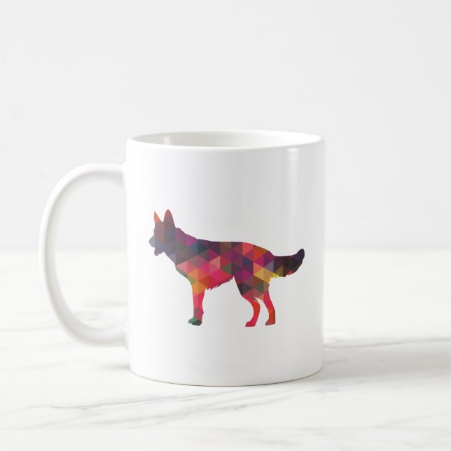 German Shepherd Dog Geometric Pattern Silhouette M Coffee Mug (Left)