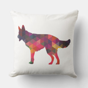 German Shepherd Dog Geometric Pattern Silhouette M Cushion