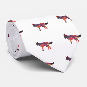 German Shepherd Dog Geometric Pattern Silhouette M Tie