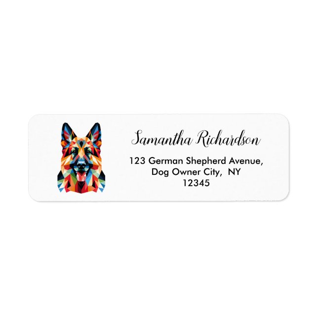 German Shepherd Dog Geometric Return Address (Front)