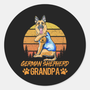 German Shepherd Dog Grandpa Paw Dad Fathers Day Classic Round Sticker