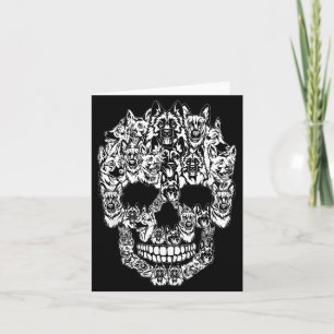 German Shepherd Dog Graphic Halloween Skull Card