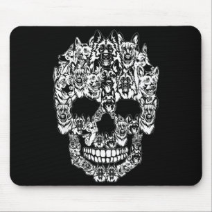 German Shepherd Dog Graphic Halloween Skull Mouse Mat