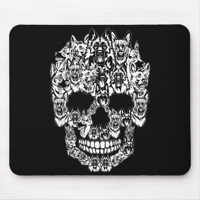 German Shepherd Dog Graphic Halloween Skull Mouse Mat (Front)