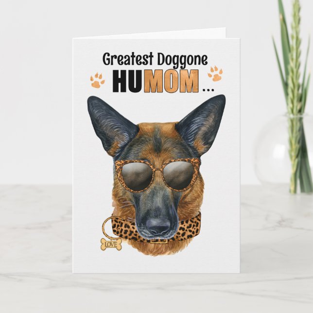 German Shepherd Dog Greatest HuMOM Mother's Day Holiday Card (Front)