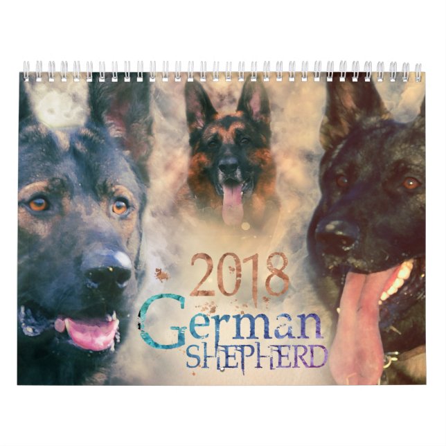 German Shepherd Dog GSD 2018 - Watercolor Calendar (Cover)