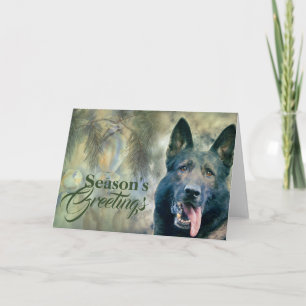 German Shepherd dog - GSD Painting Holiday Card