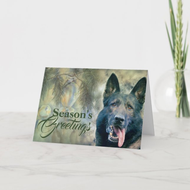 German Shepherd dog - GSD Painting Holiday Card (Front)