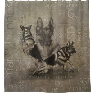 German Shepherd Dog - GSD Word Art Shower Curtain