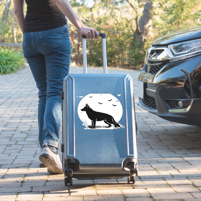 German Shepherd Dog – Halloween Moon Silhouette Cl (Suitcase Insitu)