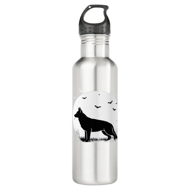 German Shepherd Dog – Halloween Moon Silhouette Cl 710 Ml Water Bottle (Front)