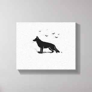 German Shepherd Dog – Halloween Moon Silhouette Cl Canvas Print