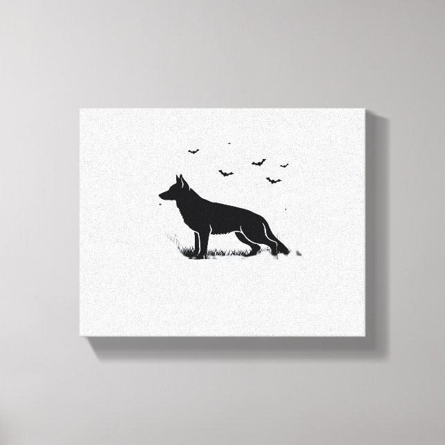 German Shepherd Dog – Halloween Moon Silhouette Cl Canvas Print (Front)