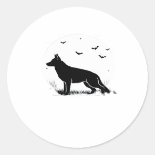 German Shepherd Dog � Halloween Moon Silhouette Cl Classic Round Sticker