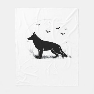 German Shepherd Dog � Halloween Moon Silhouette Cl Fleece Blanket