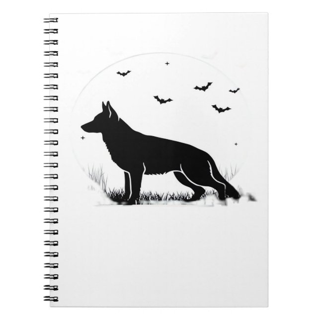 German Shepherd Dog � Halloween Moon Silhouette Cl Notebook (Front)