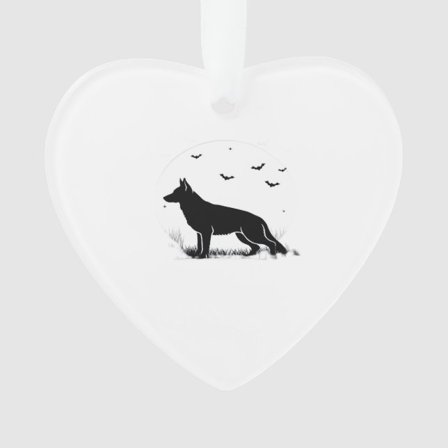 German Shepherd Dog � Halloween Moon Silhouette Cl Ornament (Front)