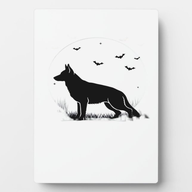 German Shepherd Dog � Halloween Moon Silhouette Cl Plaque (Front)