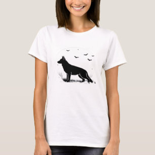 German Shepherd Dog � Halloween Moon Silhouette Cl T-Shirt
