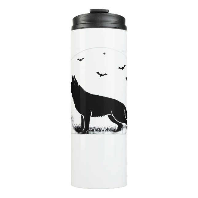German Shepherd Dog – Halloween Moon Silhouette Cl Thermal Tumbler (Front)