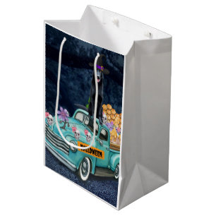 German Shepherd Dog Halloween Truck Scary Night Medium Gift Bag
