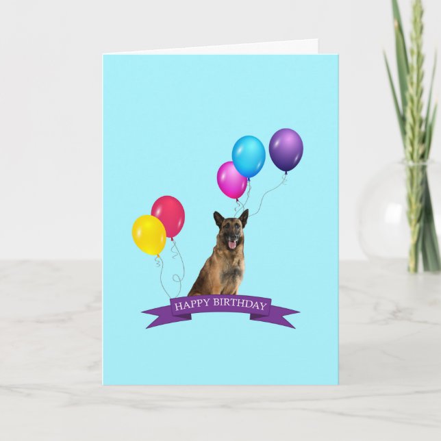 German Shepherd Dog Happy Birthday Greeting Card (Front)