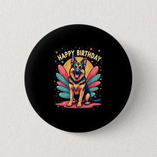 German Shepherd Dog Happy Birthday Party Shep Clot 6 Cm Round Badge