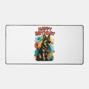 German Shepherd Dog Happy Birthday Party Shep Clot Desk Mat