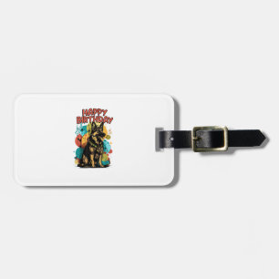 German Shepherd Dog Happy Birthday Party Shep Clot Luggage Tag