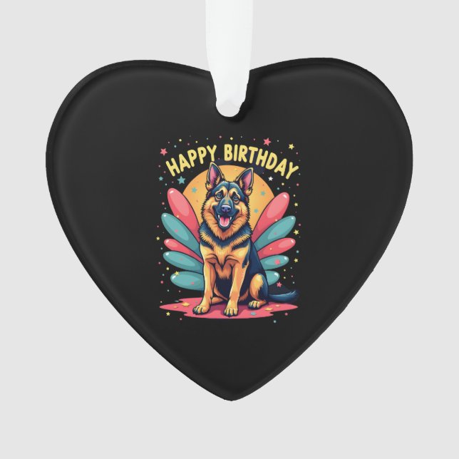 German Shepherd Dog Happy Birthday Party Shep Clot Ornament (Front)