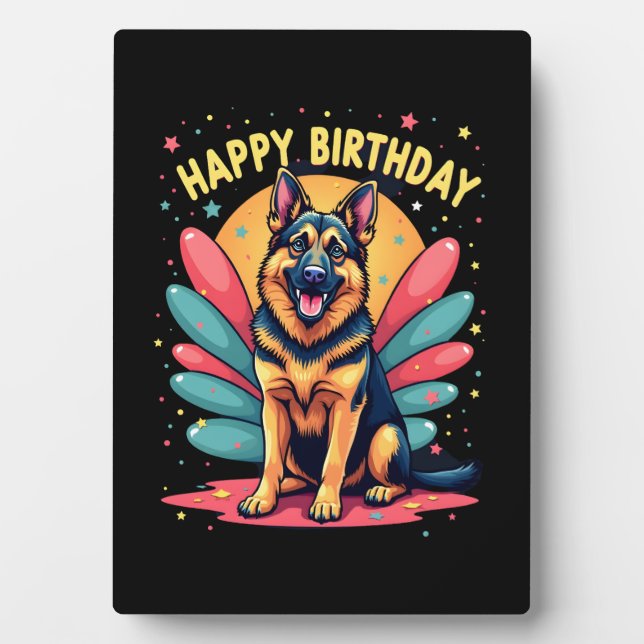 German Shepherd Dog Happy Birthday Party Shep Clot Plaque (Front)