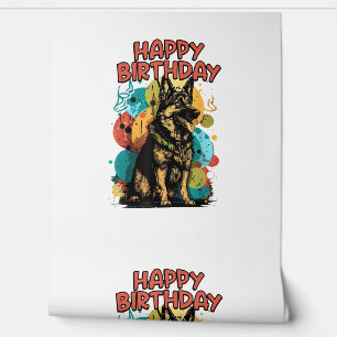 German Shepherd Dog Happy Birthday Party Shep Clot Wallpaper