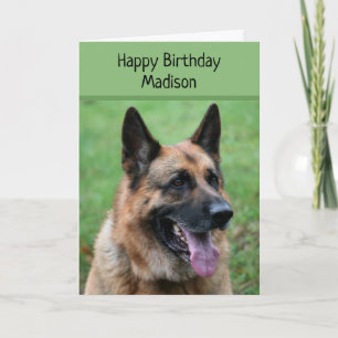German Shepherd Dog, Happy Birthday, personalised Card
