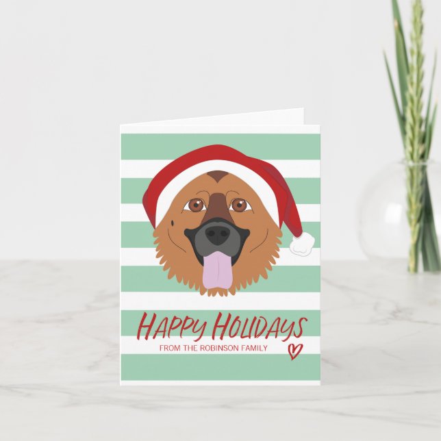 German Shepherd Dog Happy Holiday Christmas Card (Front)