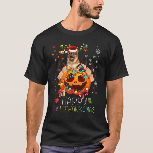 German Shepherd Dog Happy Thanksgiving Halloween X T-Shirt (Front)
