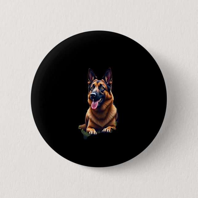 German Shepherd Dog Head Portrait Dog Lover Pet Ow 6 Cm Round Badge (Front)