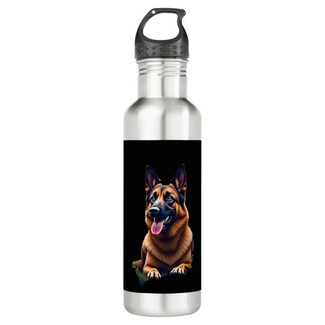 German Shepherd Dog Head Portrait Dog Lover Pet Ow 710 Ml Water Bottle (Front)