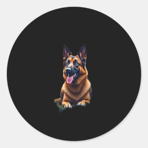 German Shepherd Dog Head Portrait Dog Lover Pet Ow Classic Round Sticker